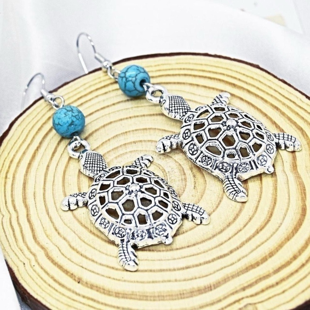 Turtle Drop Earrings - Picture 4 of 5